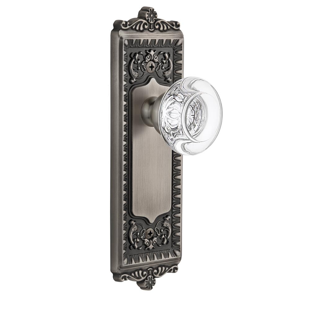 Grandeur by Nostalgic Warehouse WINBOR Passage Knob - Windsor Plate with Bordeaux Crystal Knob in Antique Pewter